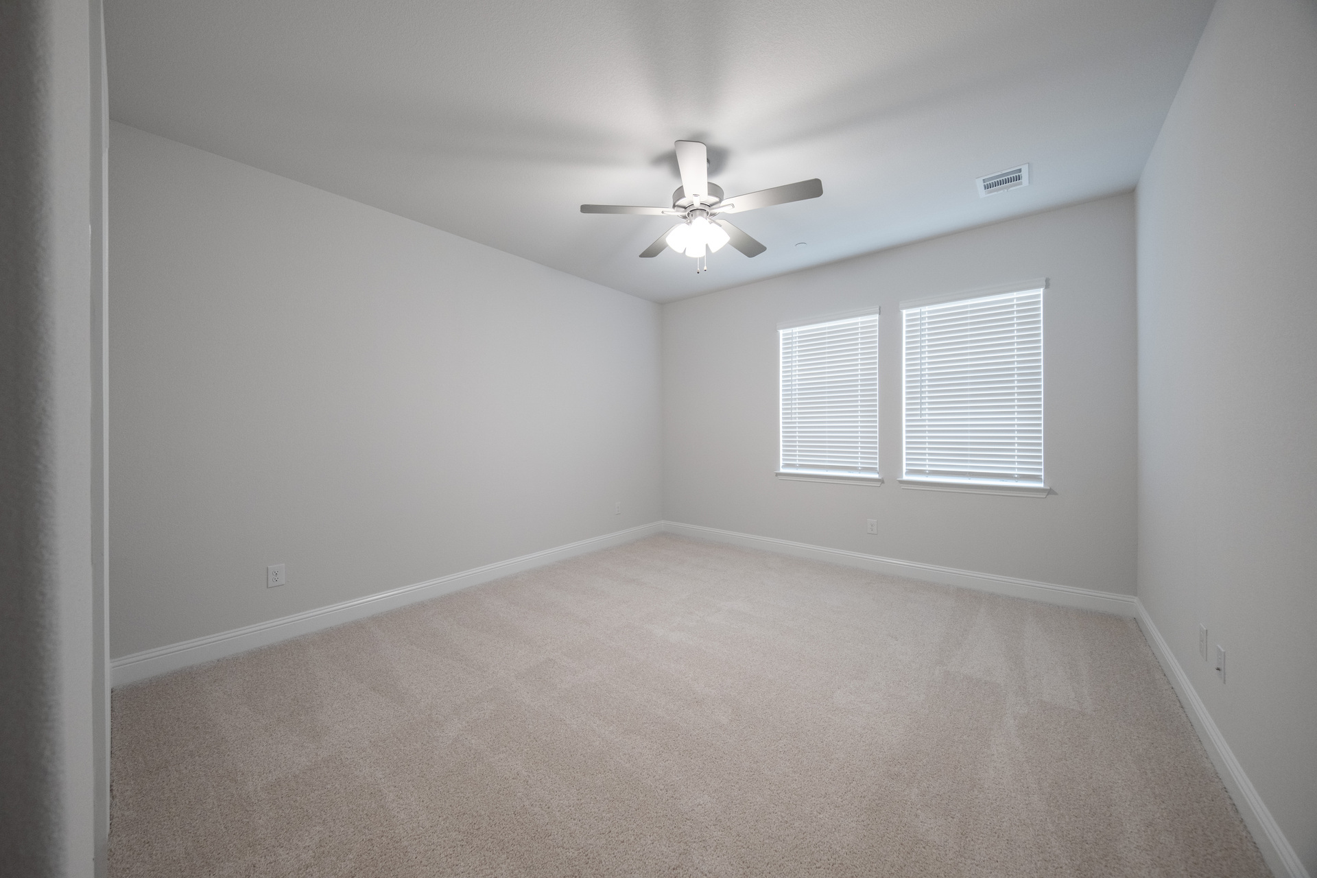 spacious primary bedroom with carpet and windows
