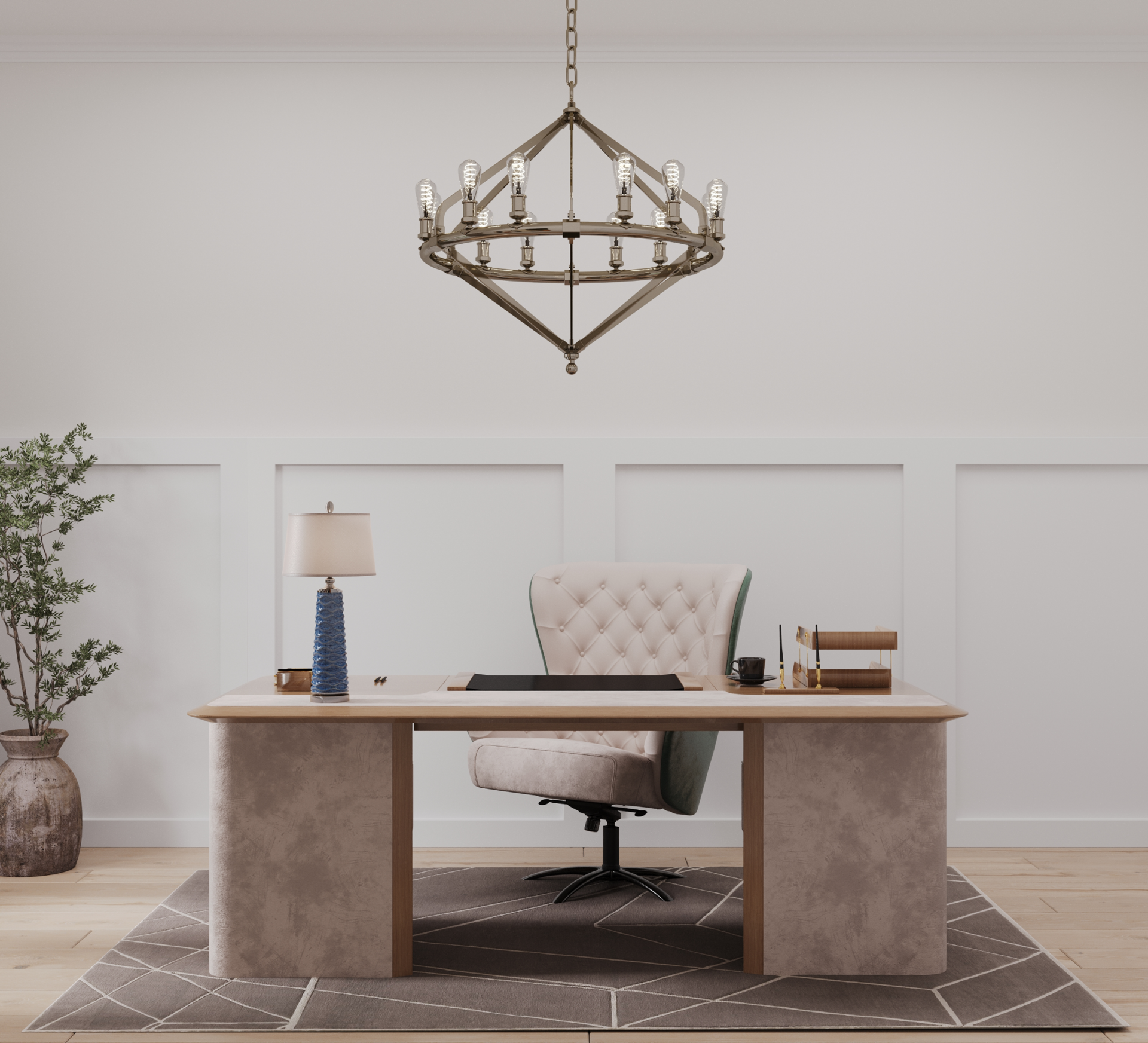 study with office desk and chair