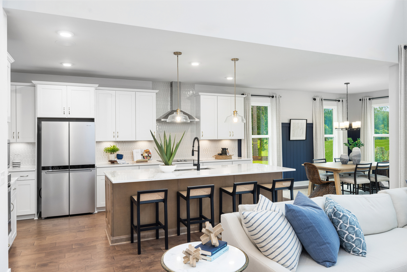timeless white kitchen with large island