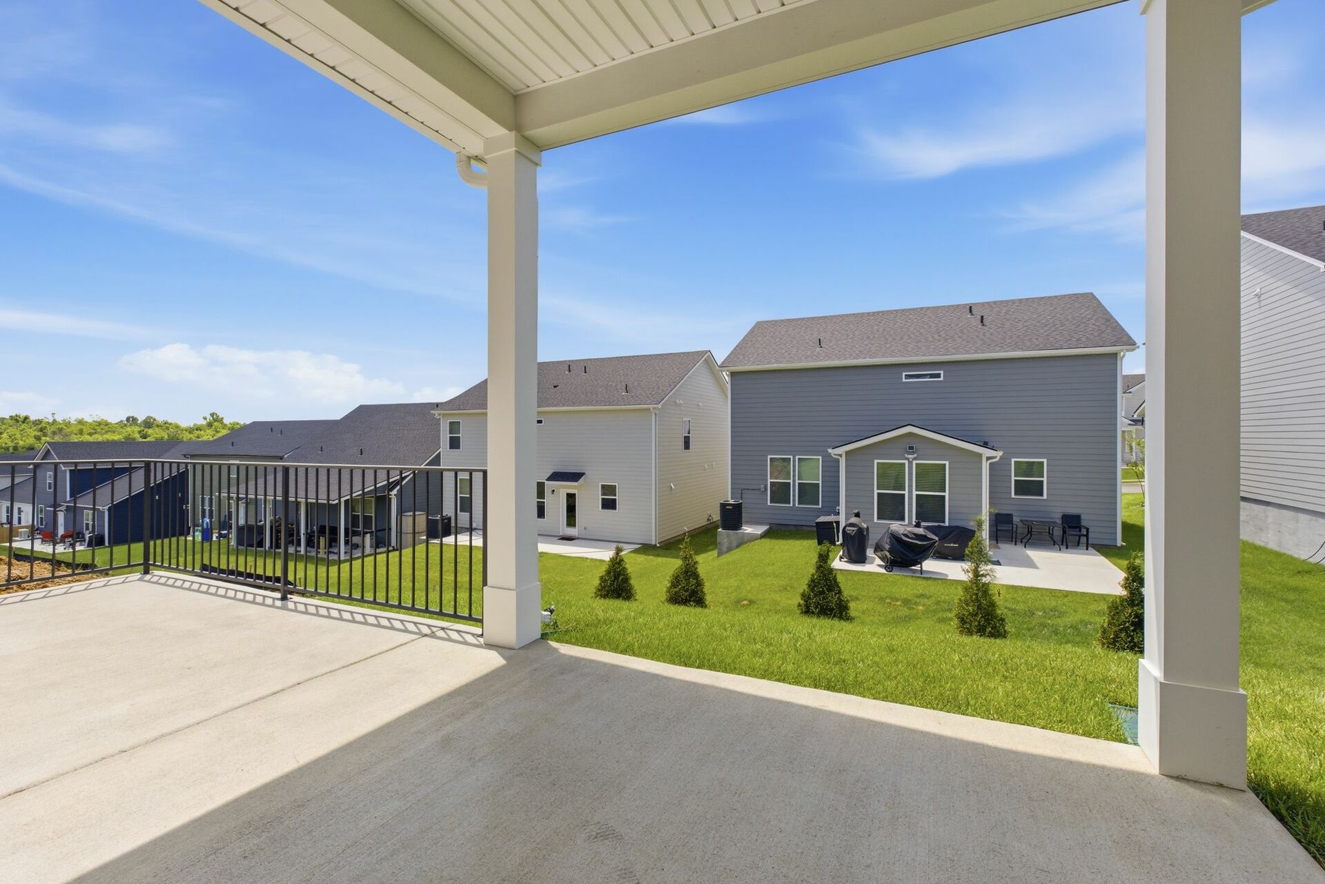 Half covered patio with fencing