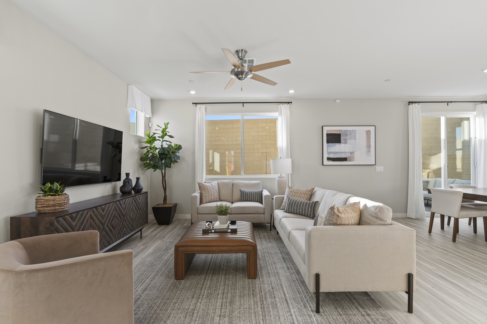 living room with two couches and tv