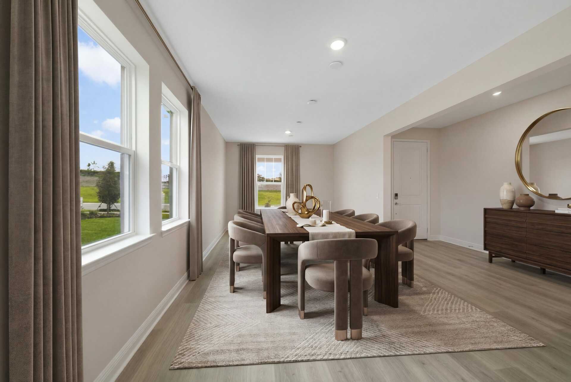 multiple windows and view of the foyer
