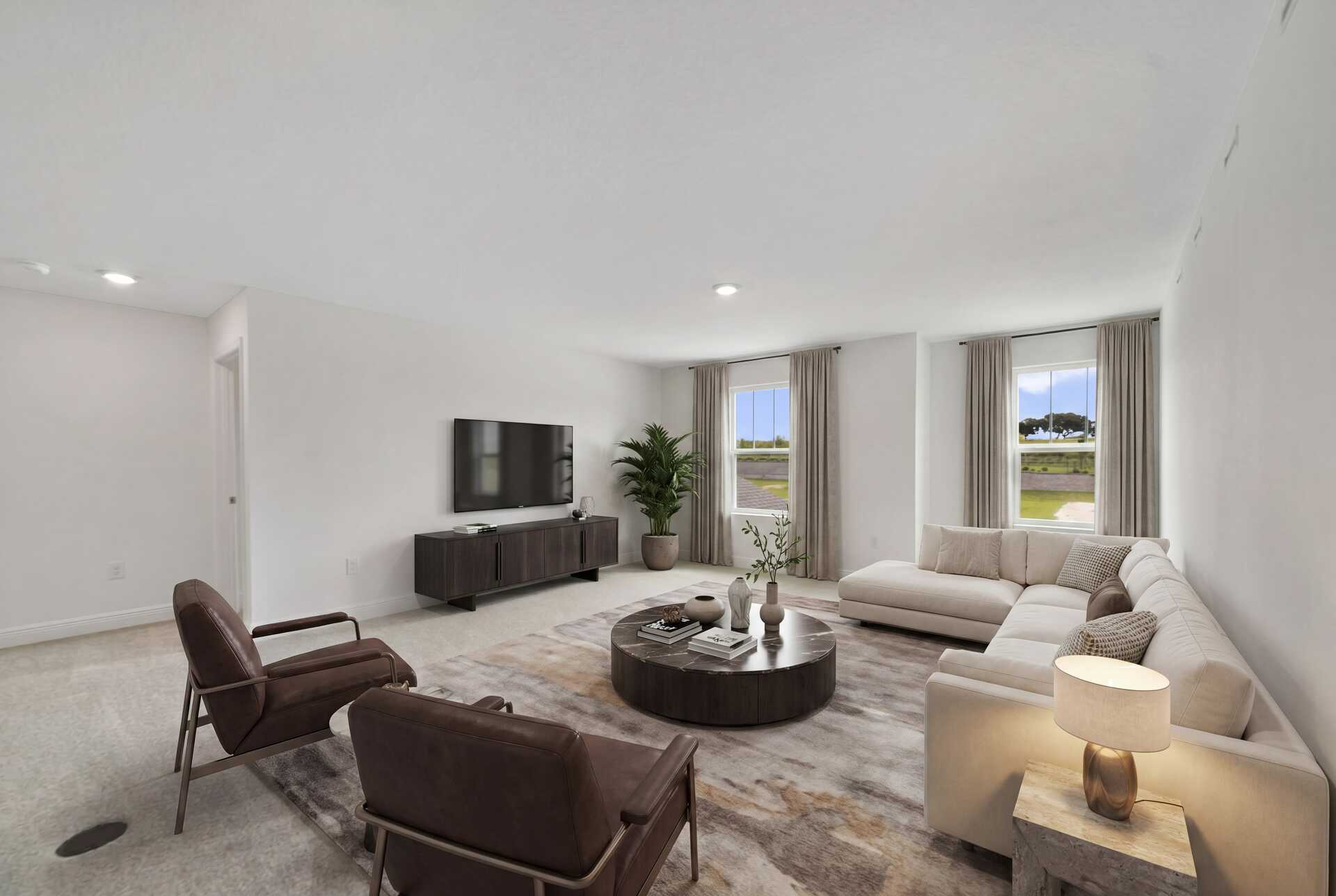 carpet throughout with multiple windows