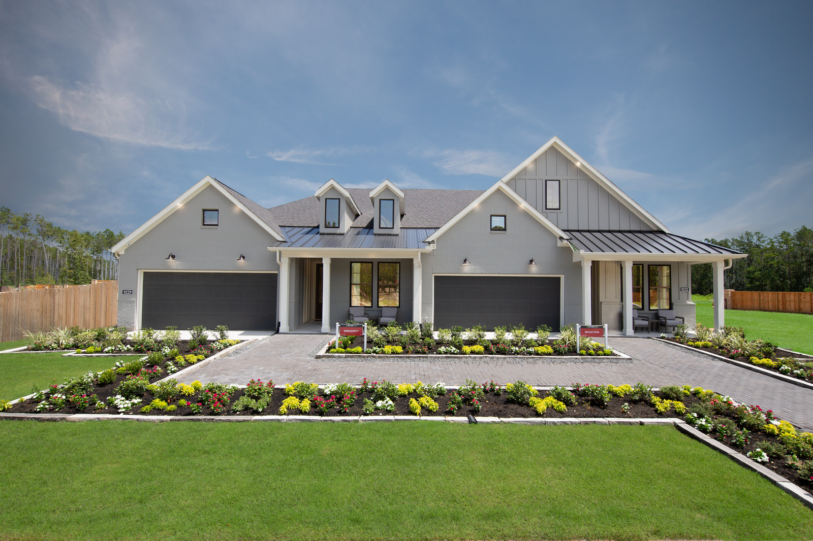 duet home with dusk skies 