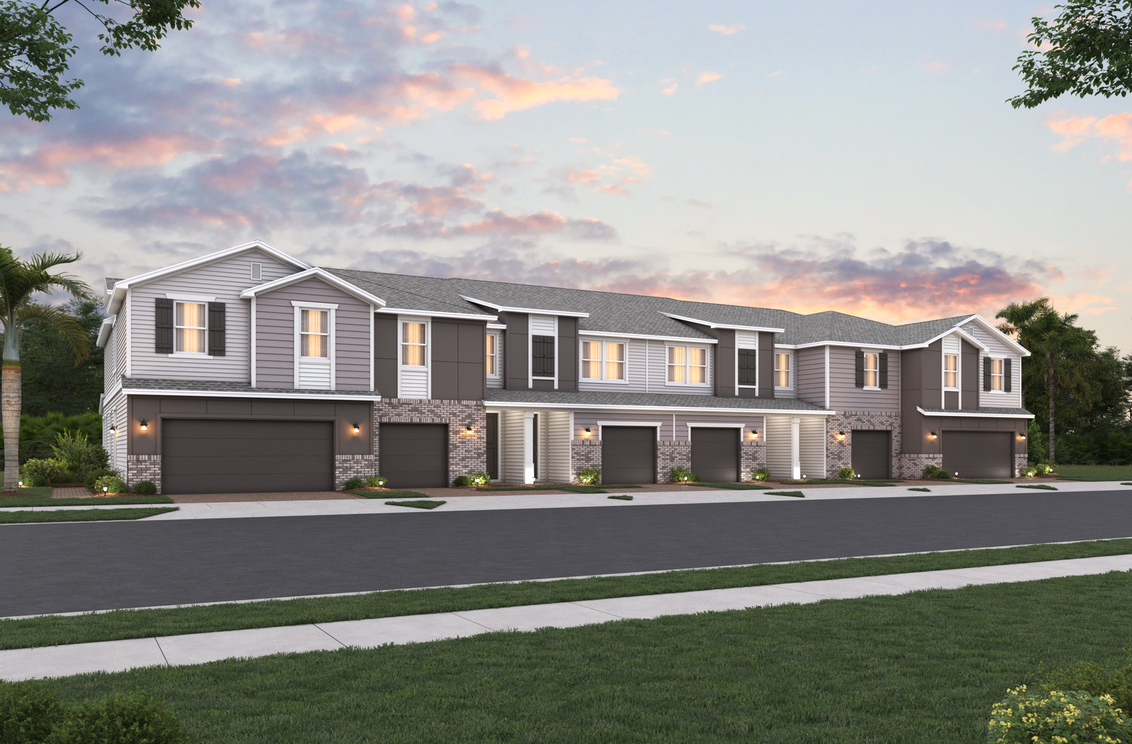 rendering of six unit townhome building