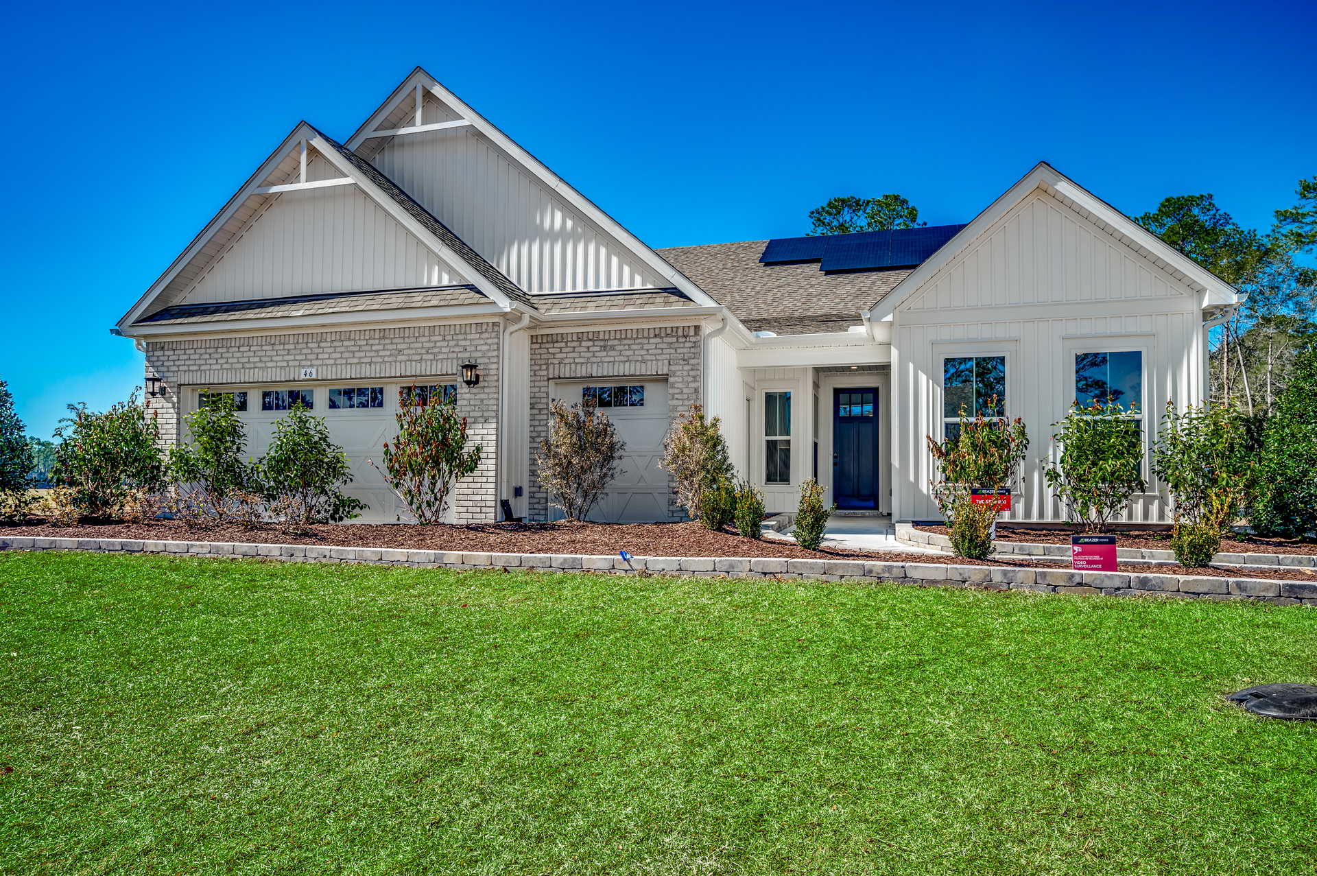 white vinyl siding with brick trim 