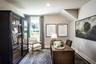 office with french doors and hard surface flooring