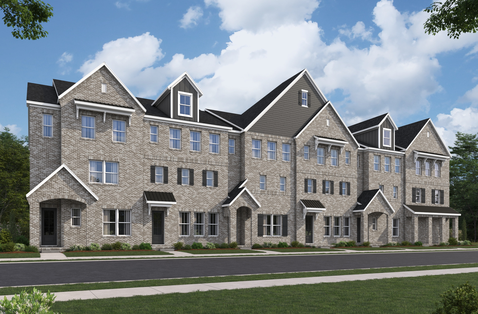 exterior with brick and covered front porches