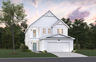 two-story home with white panel exterior and two-car garage
