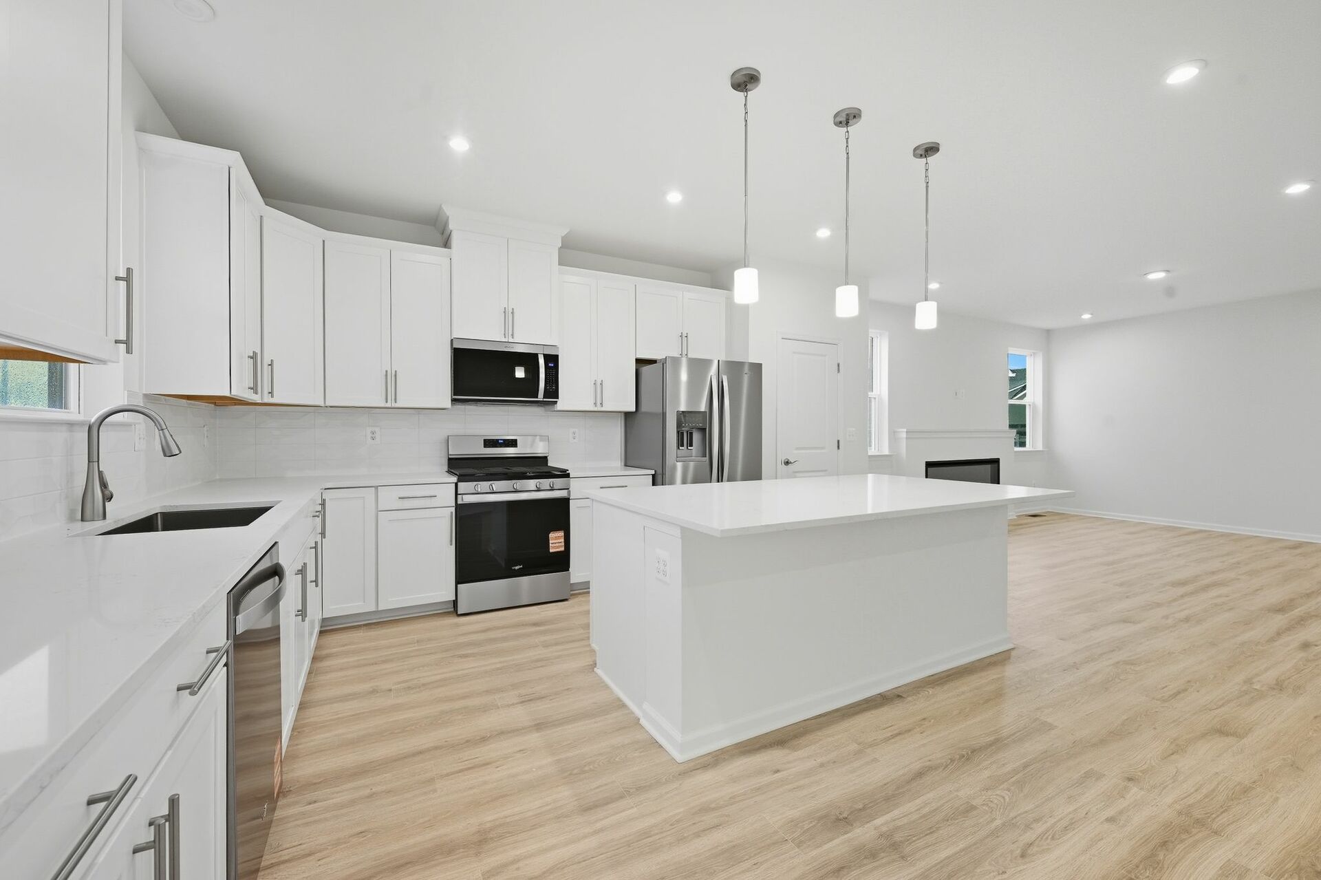 kitchen with white cabinets and stainless steel appliances
