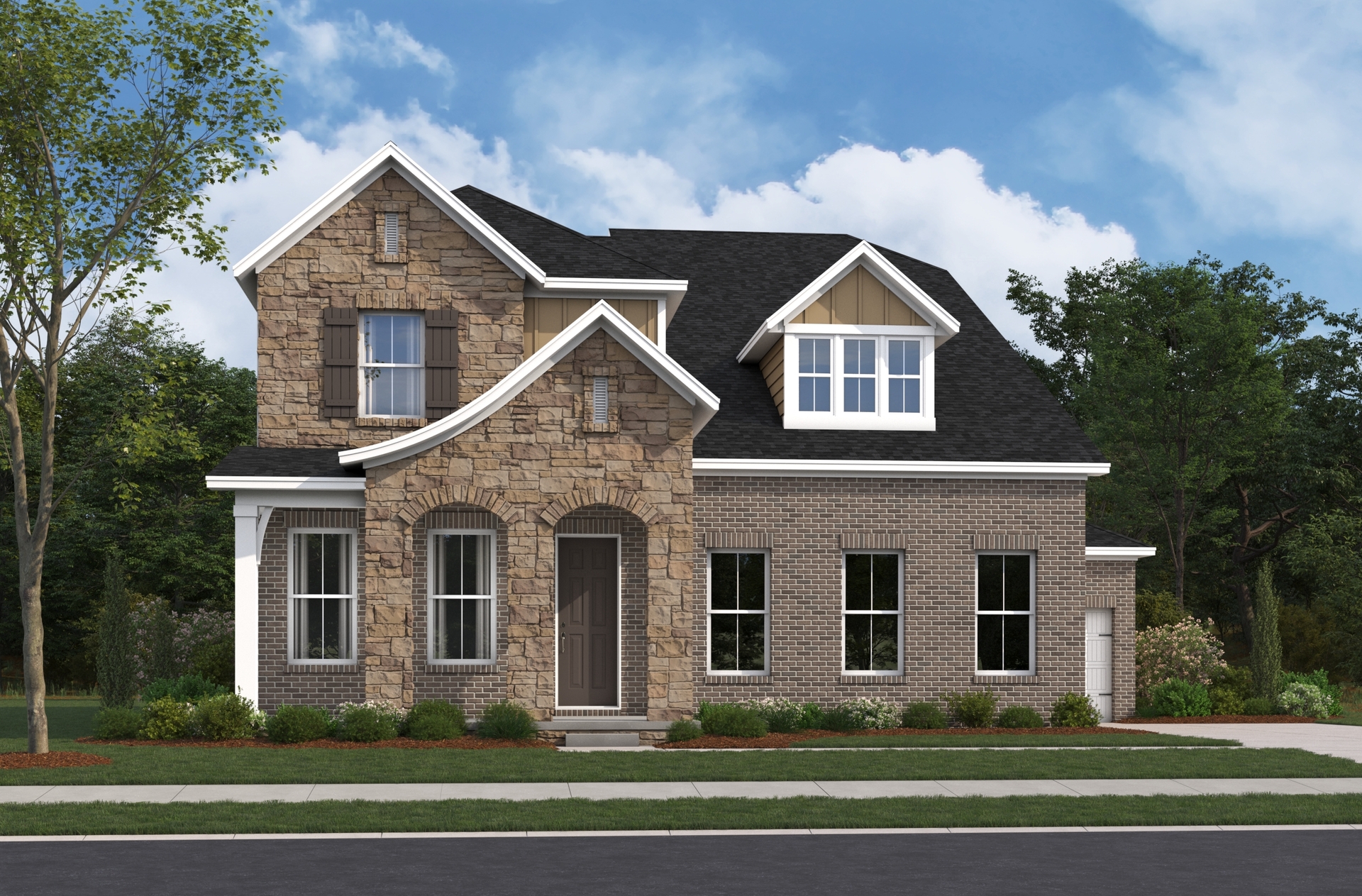 exterior with brick and stone