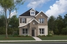 exterior rendering with tan brick, stone, and brown shutters