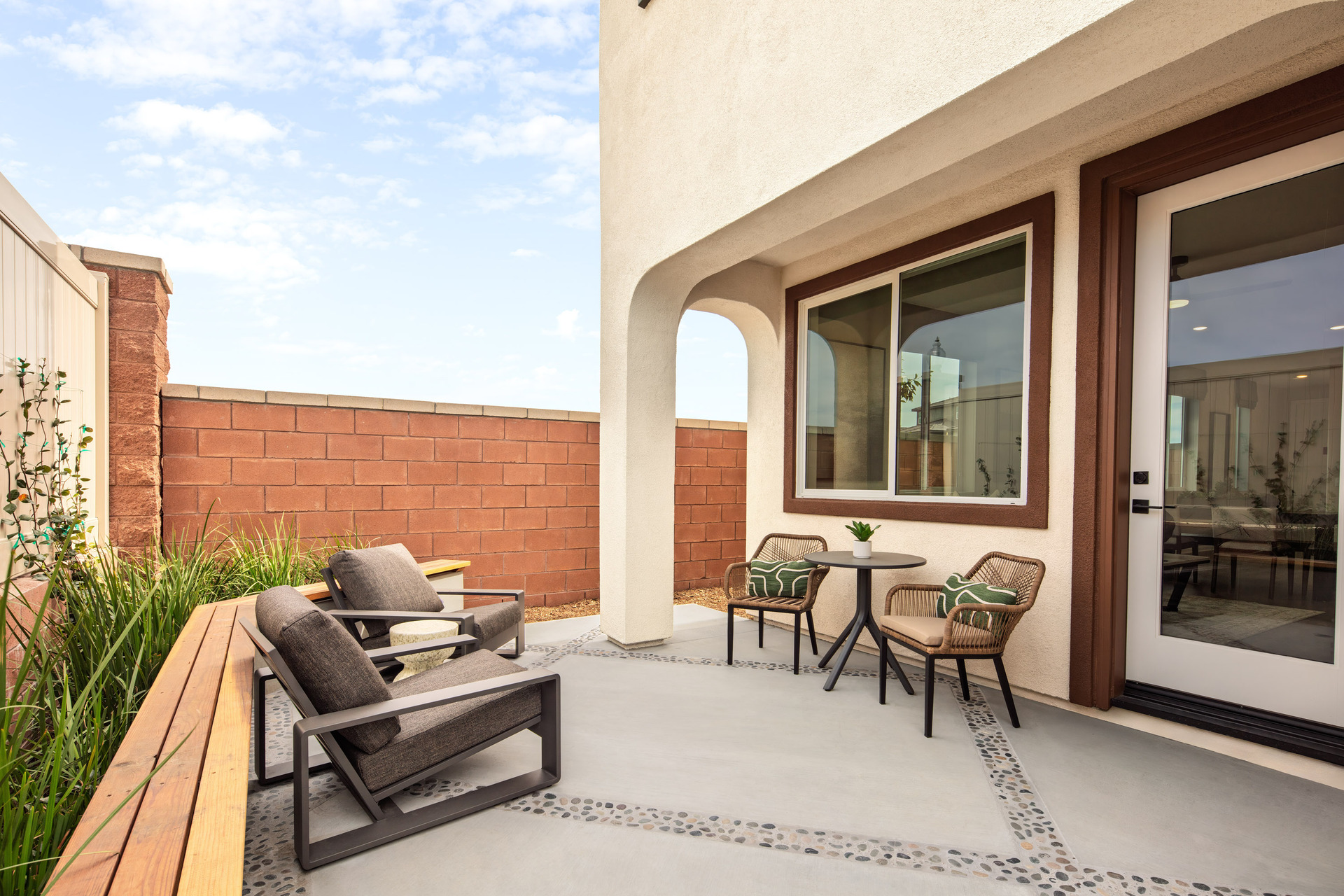 backyard with covered patio and seating area