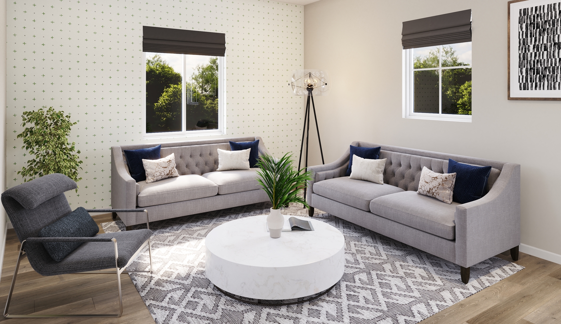 loft with large windows and neutral floors