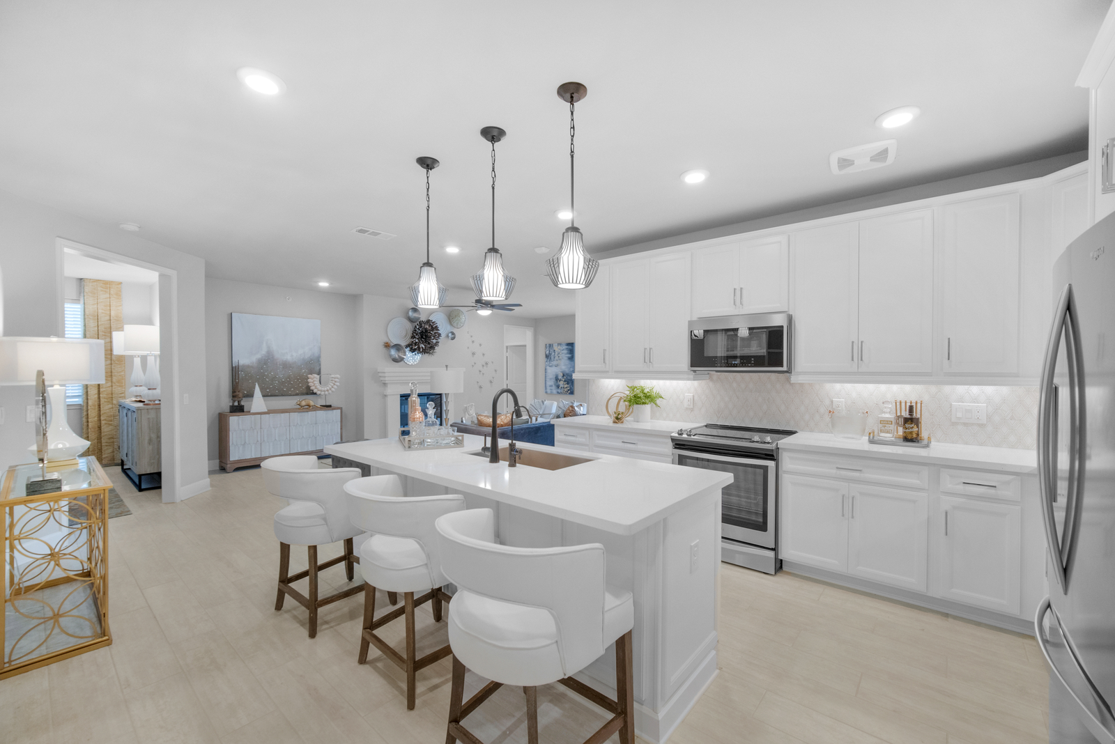 kitchen with large island and spacious cabinetry